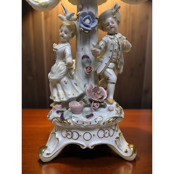 Vintage Porcelain Candelabra Roses and Romance Capodimonte Style Cottagecore Dra - Picture 10 of 12